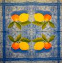 091 Lemons,  Oranges - 3 ply (blue) - F.Chandy